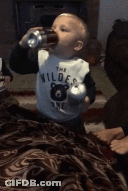 Funny Baby Drinking Beer GIF