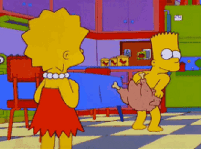 Funny Bart The Simpsons Turkey Butt GIF