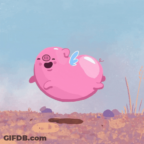 Funny Bouncing Pig Trying To Fly Animation GIF