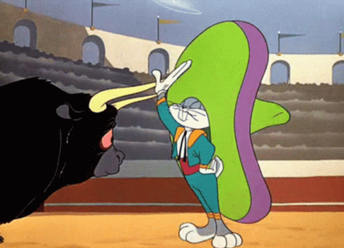 Funny Bugs Bunny Slapping The Wild Bull GIF