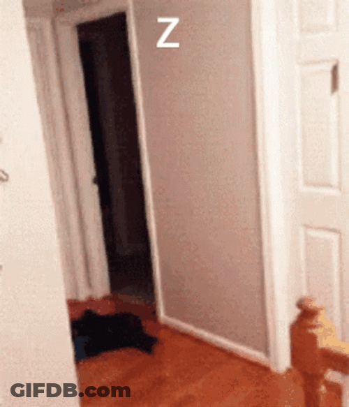 Funny Bye Man Jumping Through Closed Door GIF