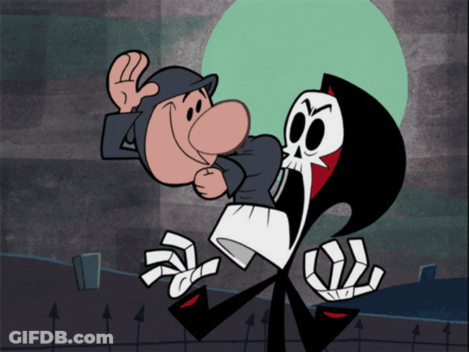 Funny Cartoon Billy Teases Grim GIF