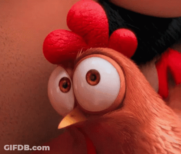 Funny Cartoon Chicken Squinting GIF
