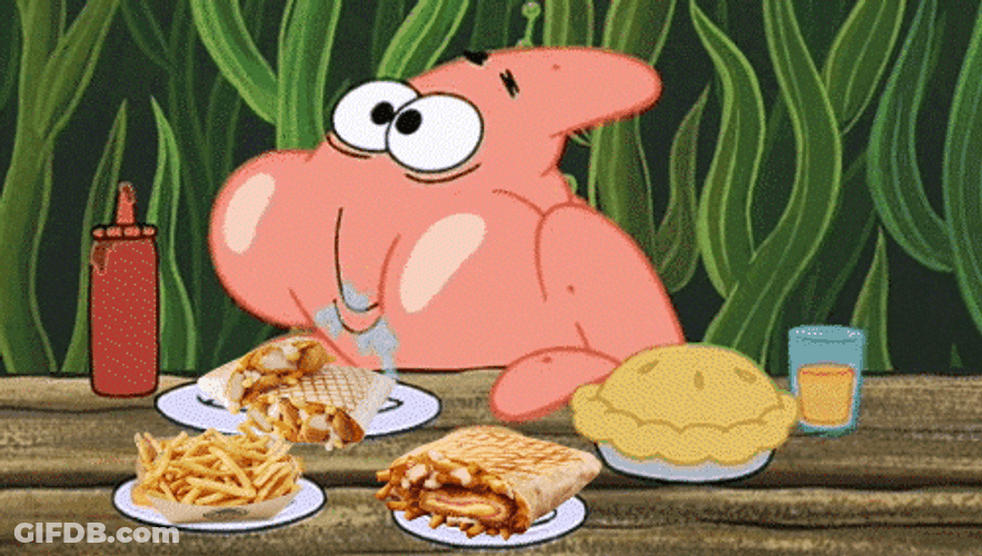 Funny Cartoon Patrick Eating GIF