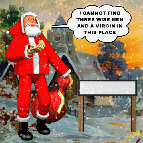 Funny Cartoon Santa In Snow GIF