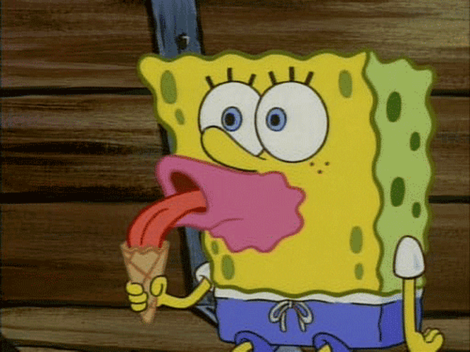 Funny Cartoon Spongebob Licking GIF