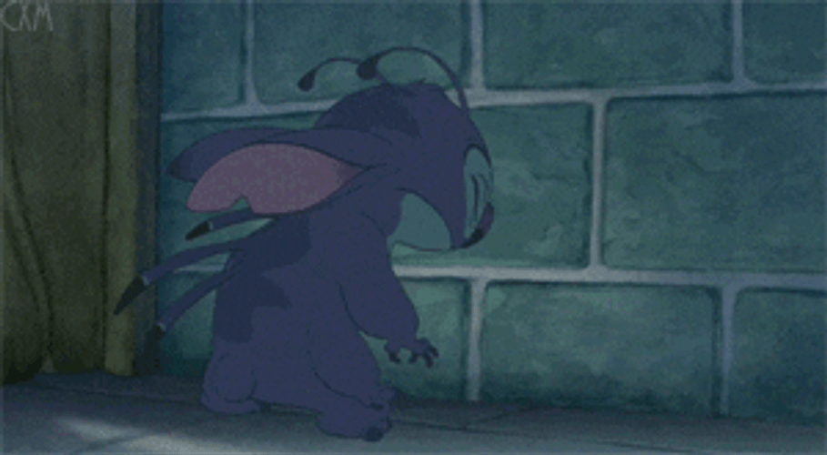 Funny Cartoon Stitch Bumping Head GIF
