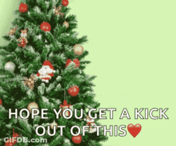 Funny Cat Flying Christmas Tree Crash GIF