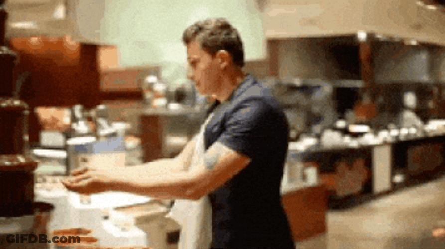 Funny Chef Washing Face On Chocolate Fountain GIF