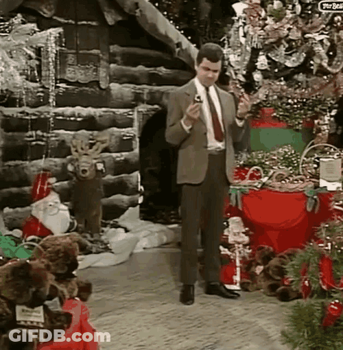 Funny Christmas Confused Mr. Bean GIF
