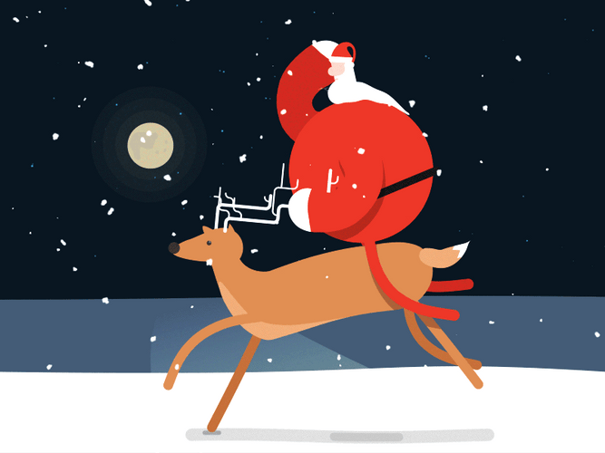 Funny Christmas Santa And Reindeer GIF