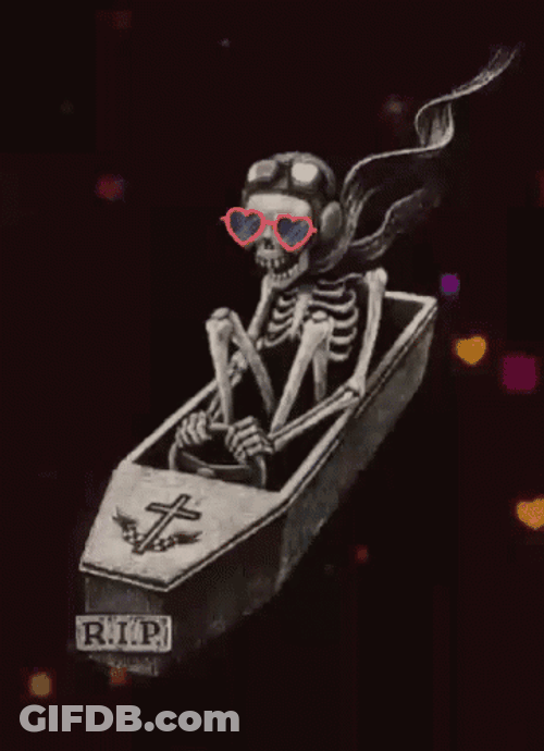 Funny Coffin Skeleton Racer GIF