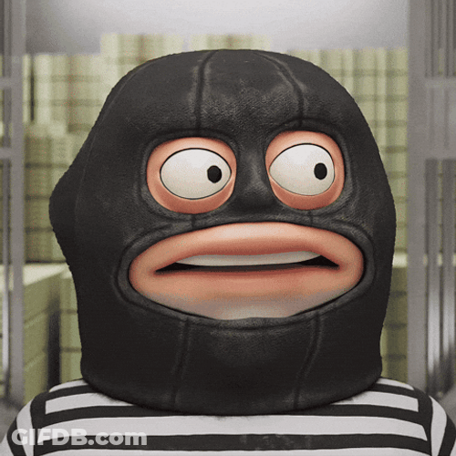 Funny Confused Cartoon Robber Looking Around GIF