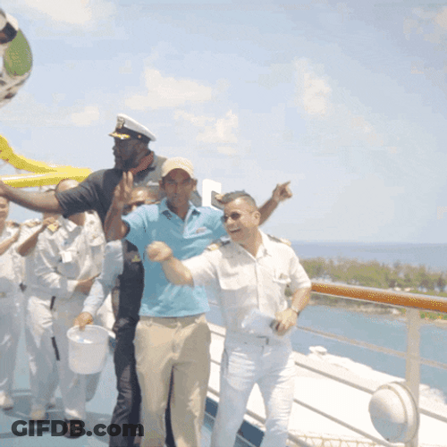 Funny Cruise Shaq With Ship Crew GIF