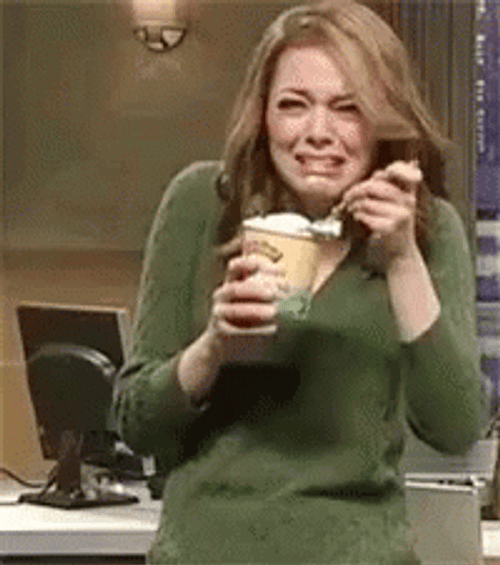 Funny Crying Eating Ice Cream Emma Stone GIF