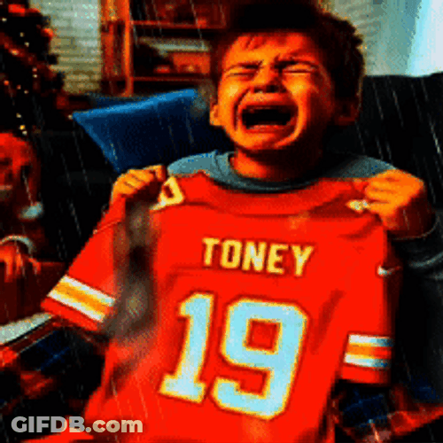 Funny Crying Kid Fan Holding Toney Jersey GIF