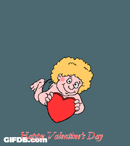 Funny Cupid Giving Hearts On Valentines Day GIF