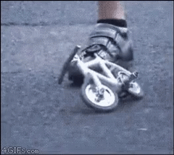 Funny Cyclist  Riding Small Bicycle GIF