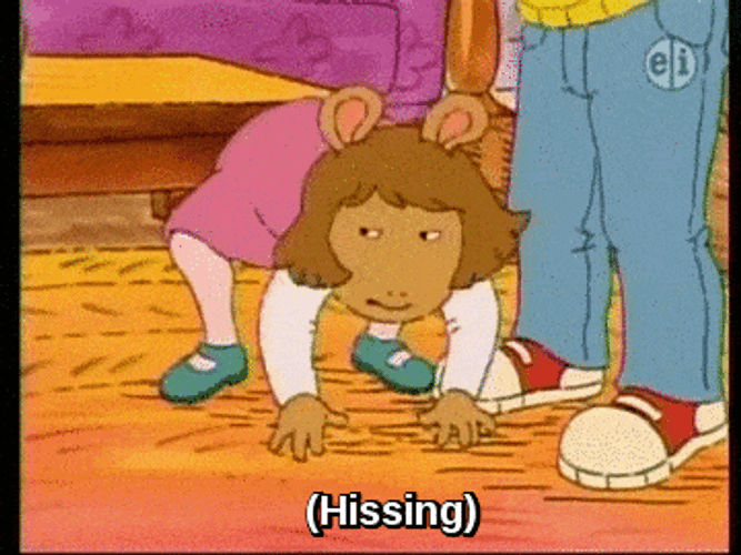 Funny D.W. Hissing Hopping Arthur GIF