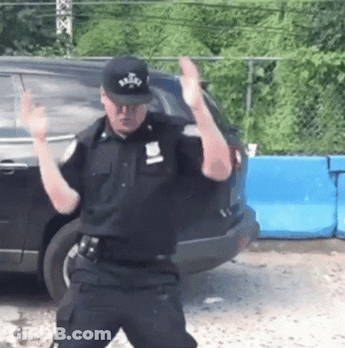 Funny Dancing Cop On The Street GIF