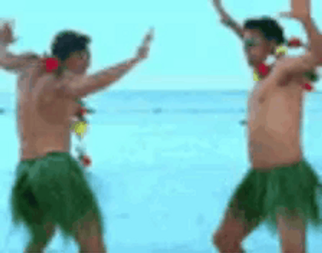 Funny Dancing Native Hawaiian Men By The Sea GIF