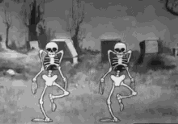 Funny Dancing Skeletons Body Stretch GIF