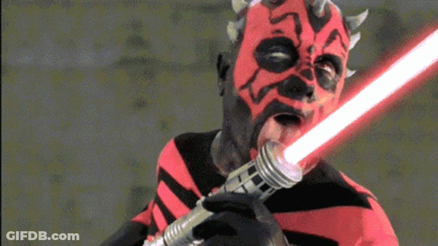 Funny Darth Maul Licking Lightsaber GIF