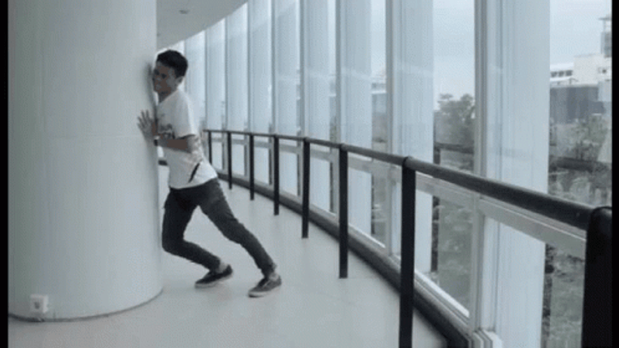 Funny Desperate Wall Push Meme GIF
