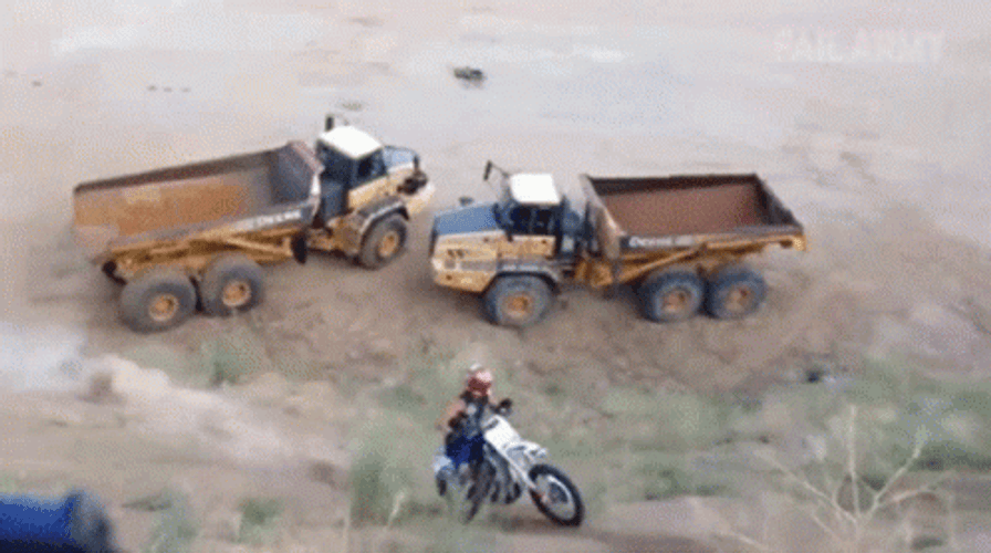 Funny Dirt Bike Fails Ramp Top Slide GIF