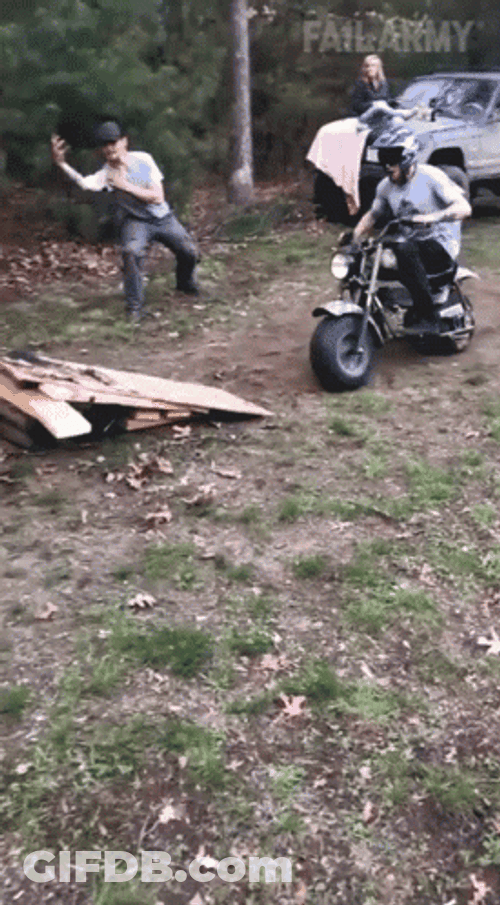 Funny Dirt Bike Ramp Breaking Fail GIF