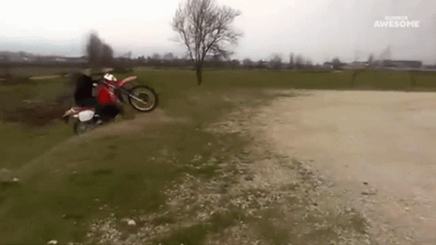 Funny Dirt Bike Top Ramp Jump Fail GIF