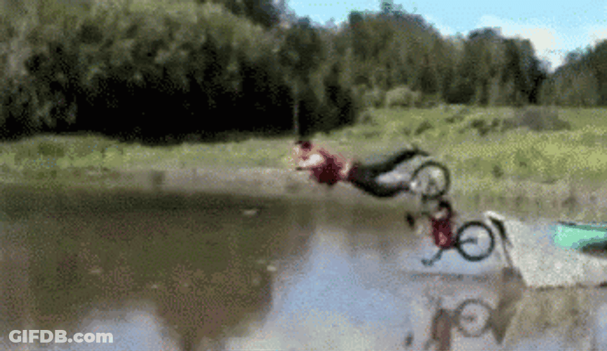 Funny Dirt Bike Water Dive Fail GIF