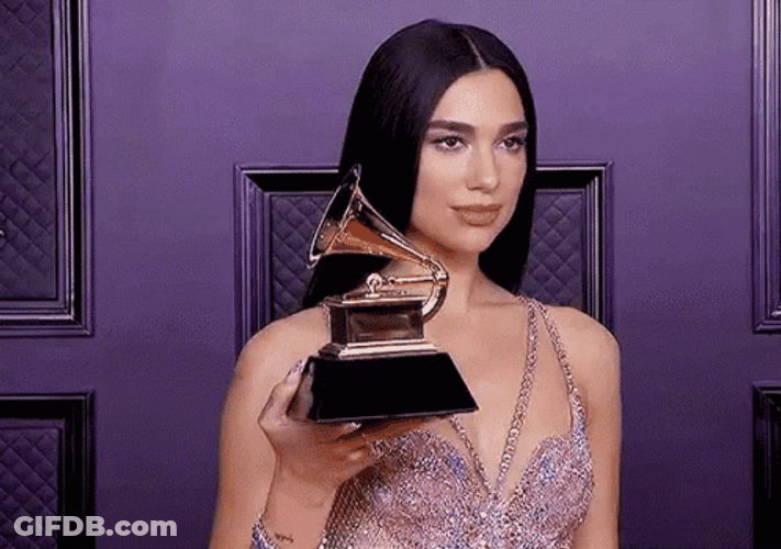 Funny Dua Lipa Holding An Award GIF