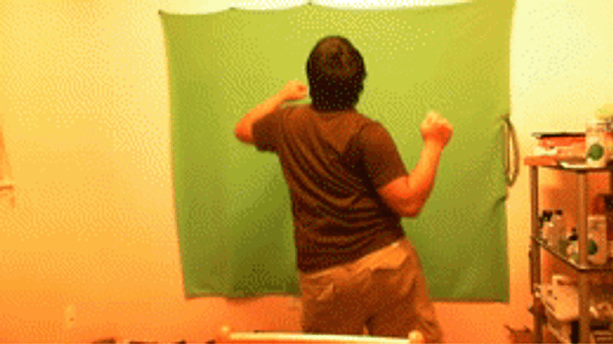Funny Dude Imagining Green Screen Dancing GIF