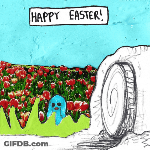 Funny Easter Bunny Animated Cartoon Drawing GIF