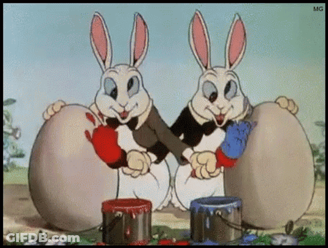Funny Easter Bunny Eggs Painting GIF
