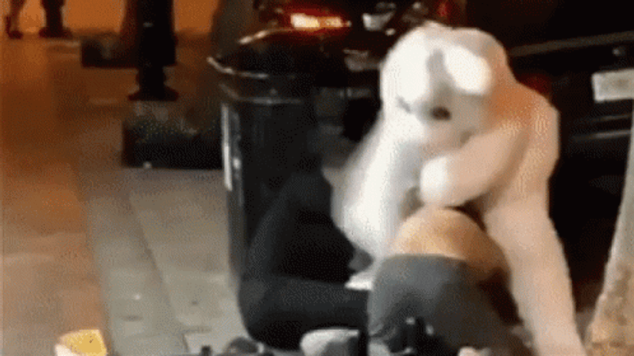 Funny Easter Bunny Fighting Off GIF