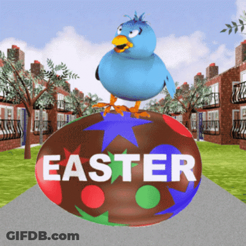 Funny Easter Chick Rolling An Egg GIF