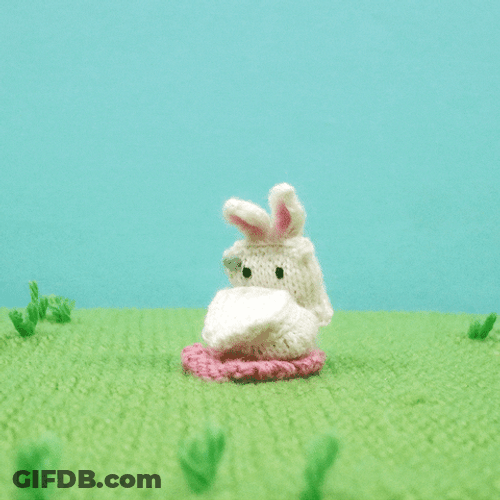 Funny Easter Yarn Bunny Jumping GIF