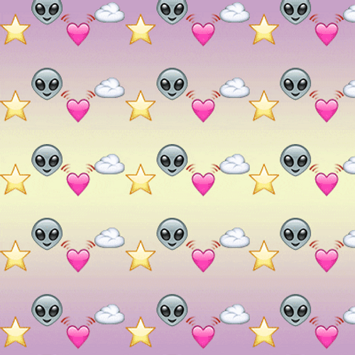 Funny Emoji Alien Heart Rolling Down GIF