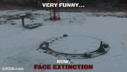 Funny Face Extinction Poster With Rocket GIF