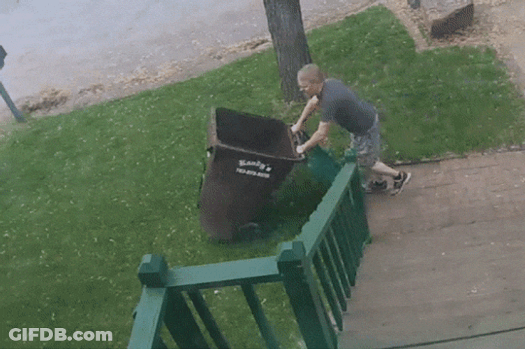 Funny Falling In The Trash Bin GIF