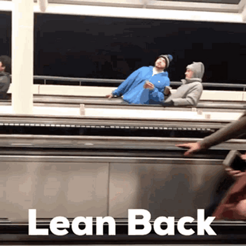 Funny Fast Escalator Lean Back GIF
