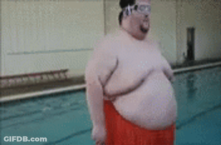Funny Fat Guy Causing Tsunami GIF