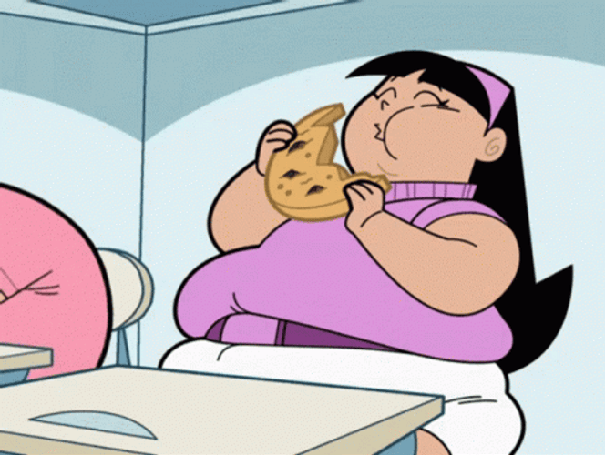 Funny Fat Trixie Cartoon Eating Cookies GIF