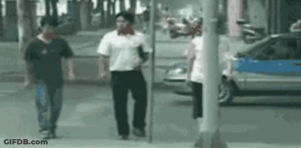 Funny Fight Comical Pole Beat Up GIF