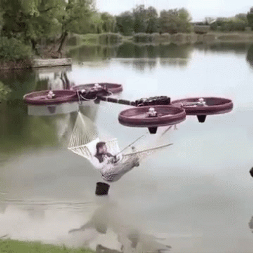 Funny Flying Drone In Hammock GIF