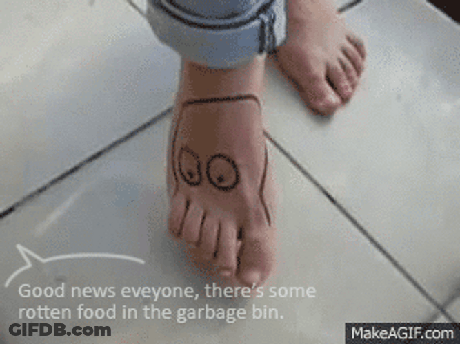 Funny Foot Drawing Zoidberg Face GIF