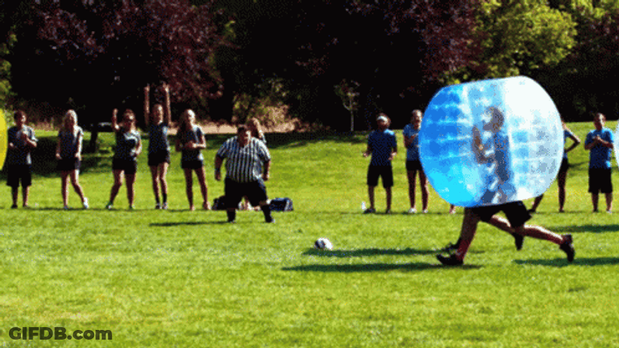 Funny Football Bubble Costume Play GIF