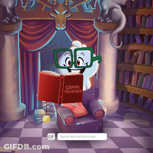 Funny Ghost Reading A Book Animation GIF